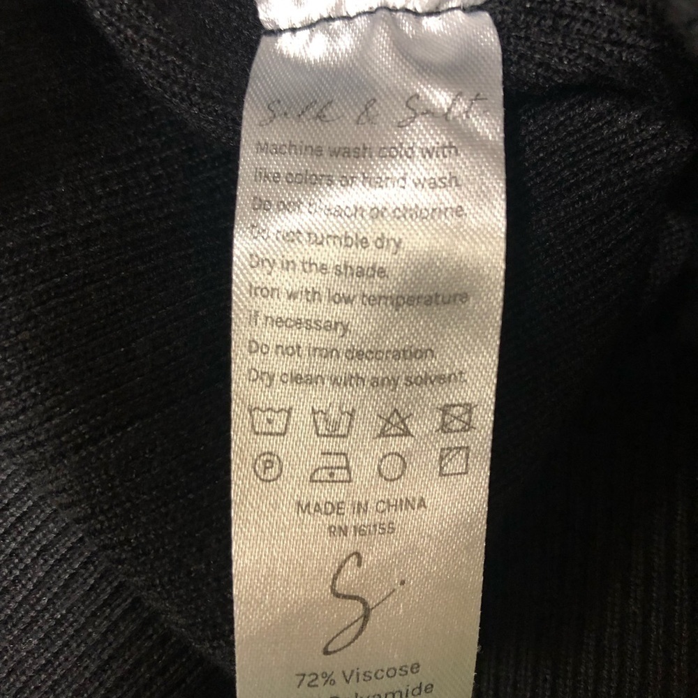 Silk and Salt Staycation Sweat Pants Black Ribbed Knit Pull On Size M - Picture 5 of 6
